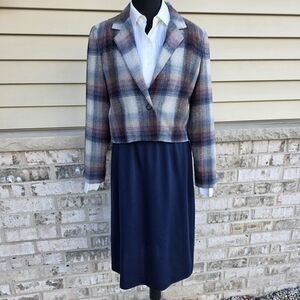Act I New York Vintage Plaid Dress & Cropped Jacket Set – Size 7